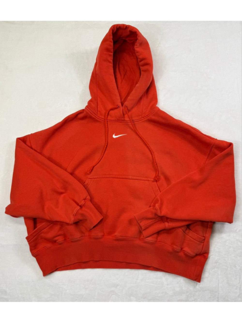 Women's Nike Center Logo Orange Crop Hoodie Oversized Medium